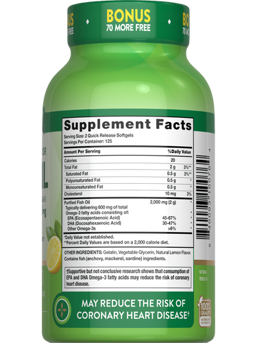 Fish Oil Omega 3 2000 mg | Lemon Flavor