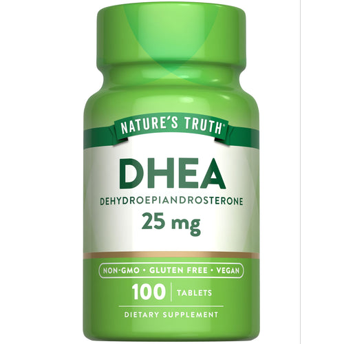 Nature's Truth DHEA 25 mg, 100 Tablets. Non-GMO, Gluten Free, Vegan dietary supplement.