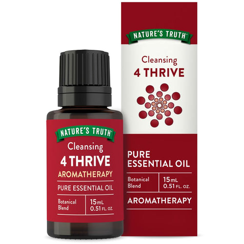 Image of Cleansing 4 THRIVE PURE ESSENTIAL OIL 15 mL bottle displayed with its packaging.
