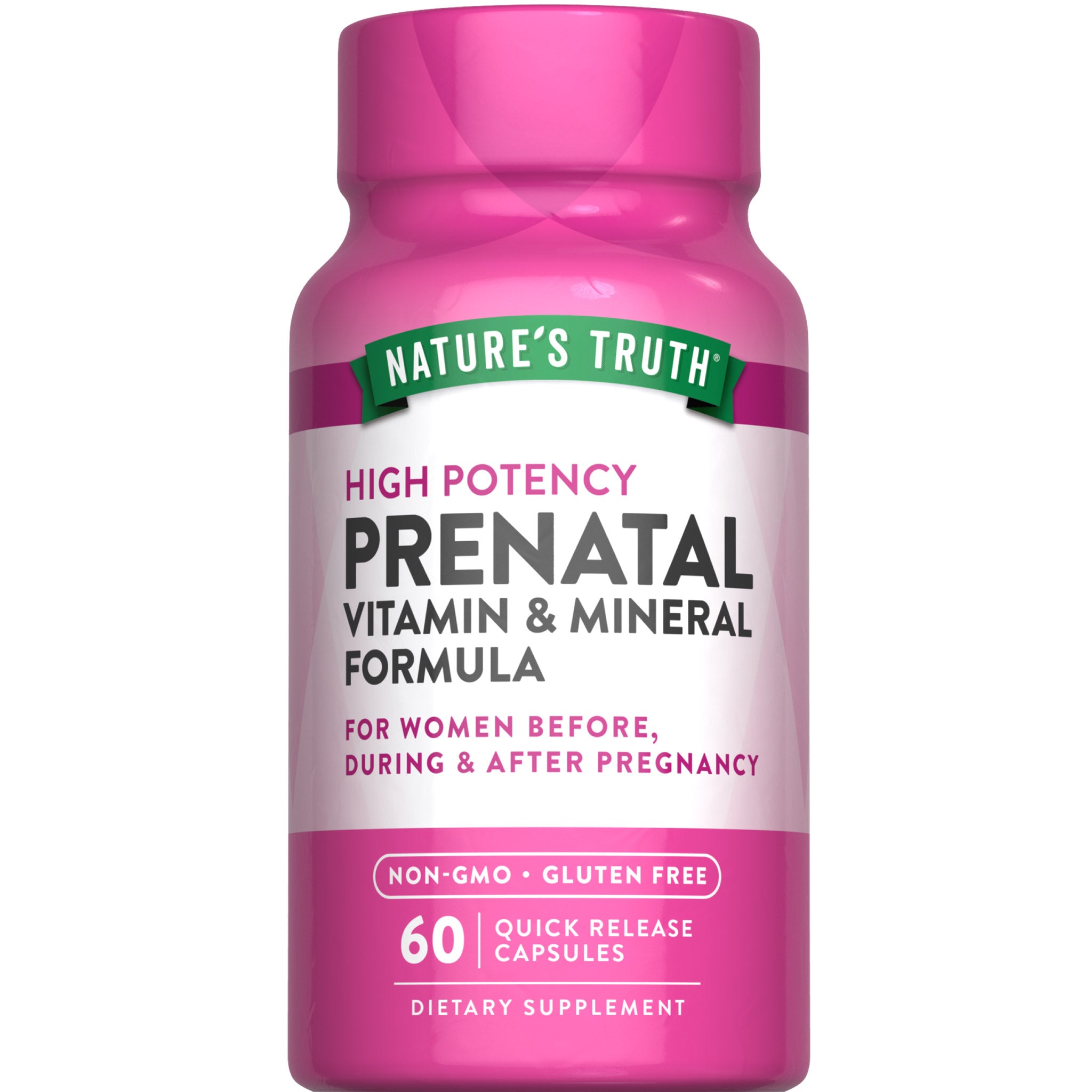 Nature's Truth High Potency Prenatal Vitamin & Mineral Formula, 60 Quick Release Capsules. Non-GMO and Gluten Free.