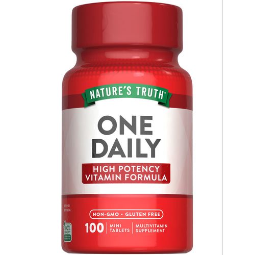 Nature's Truth One Daily High Potency Vitamin Formula contains 100 mini tablets.