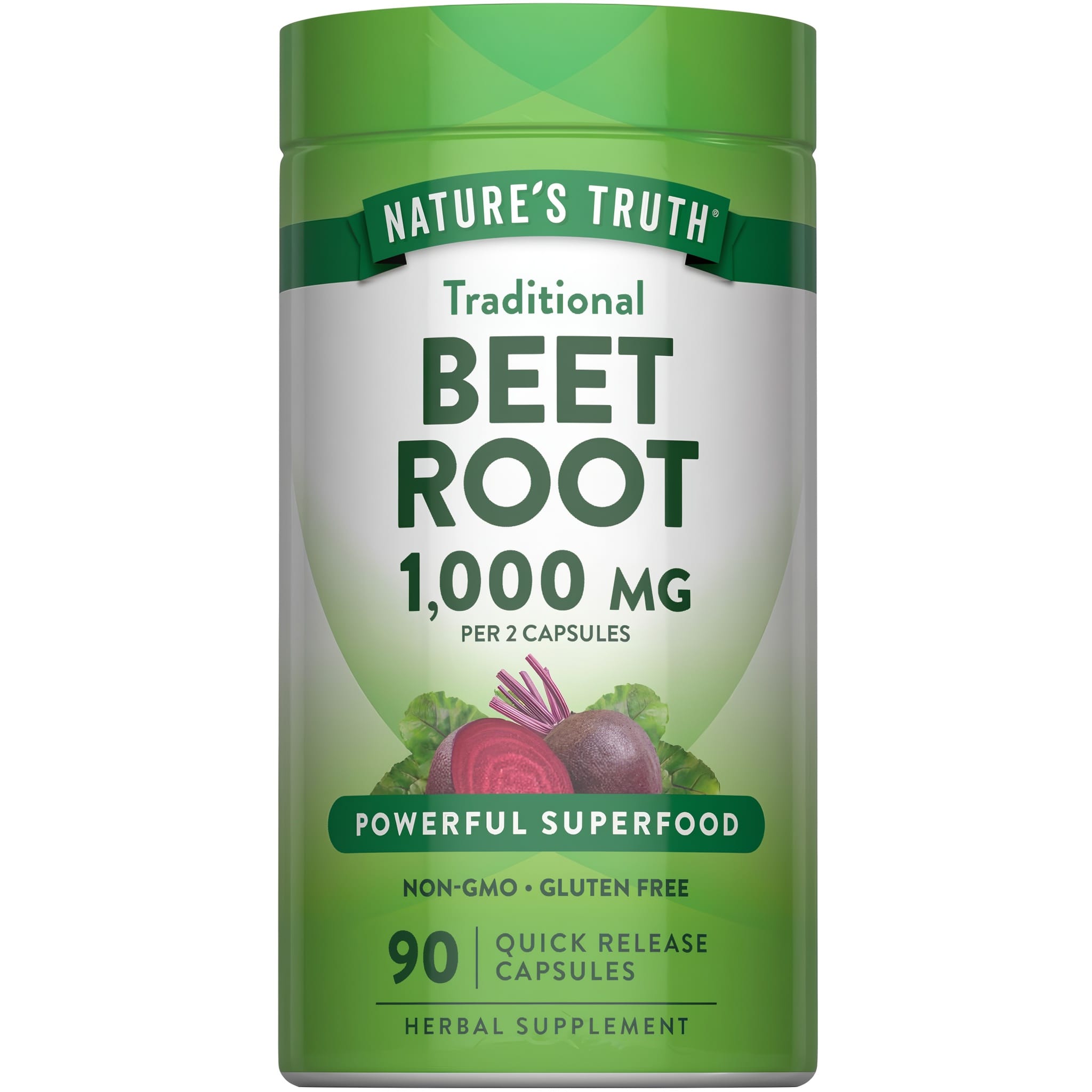Nature's Truth Beet Root 1,000 mg per 2 Quick Release Capsules, 90 capsules herbal supplement.