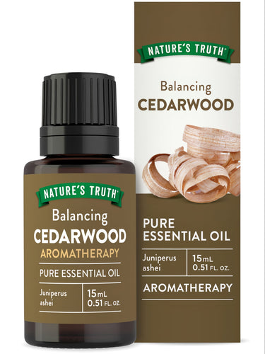 Nature's Truth Cedarwood Aromatherapy Pure Essential Oil 15 mL bottle and box.