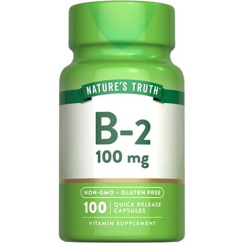 Nature's Truth B-2 100 mg 100 Quick Release Capsules, Non-GMO, Gluten-Free Vitamin Supplement bottle.