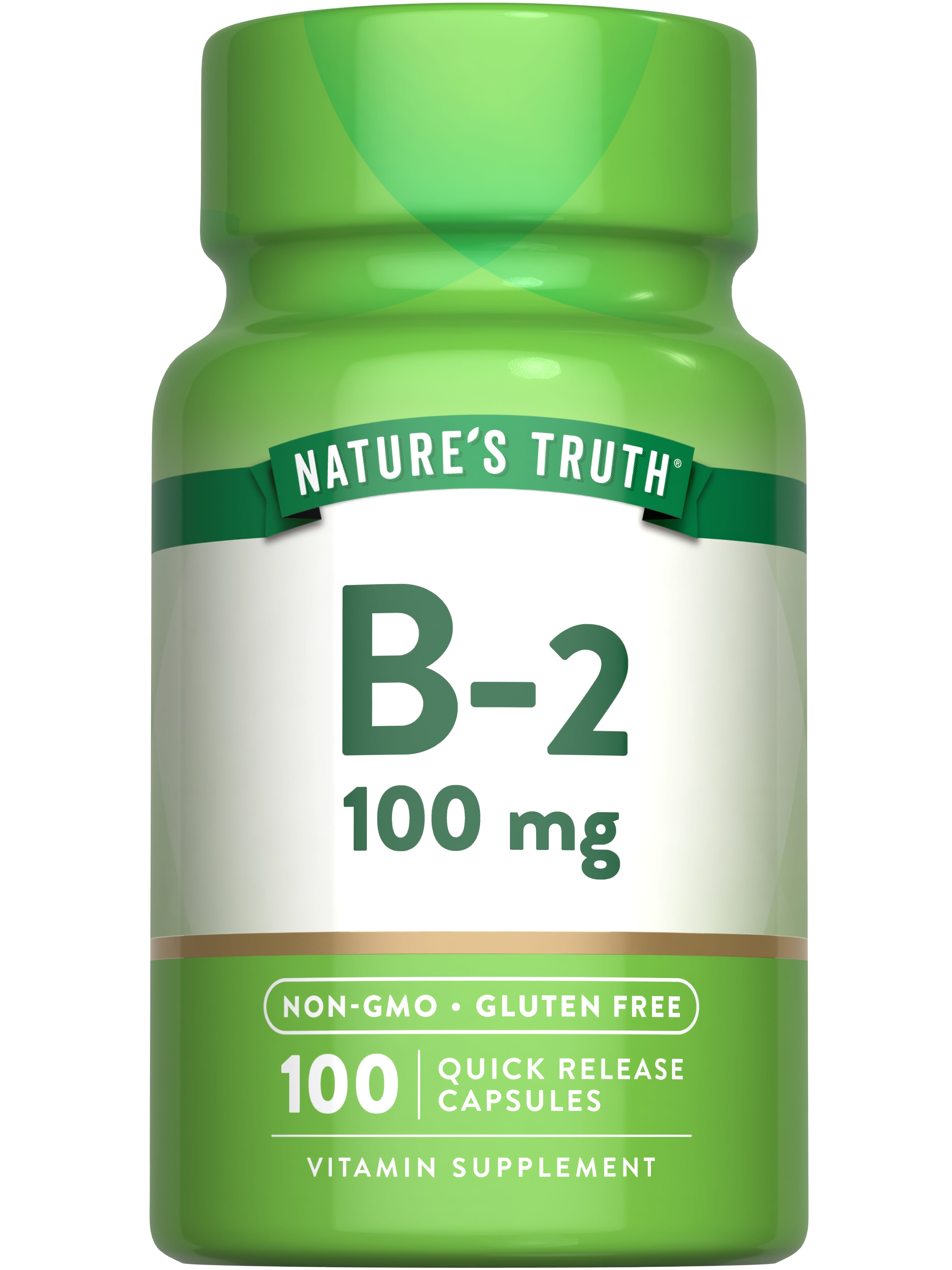 Nature's Truth B-2 100 mg 100 Quick Release Capsules, Non-GMO, Gluten-Free Vitamin Supplement bottle.