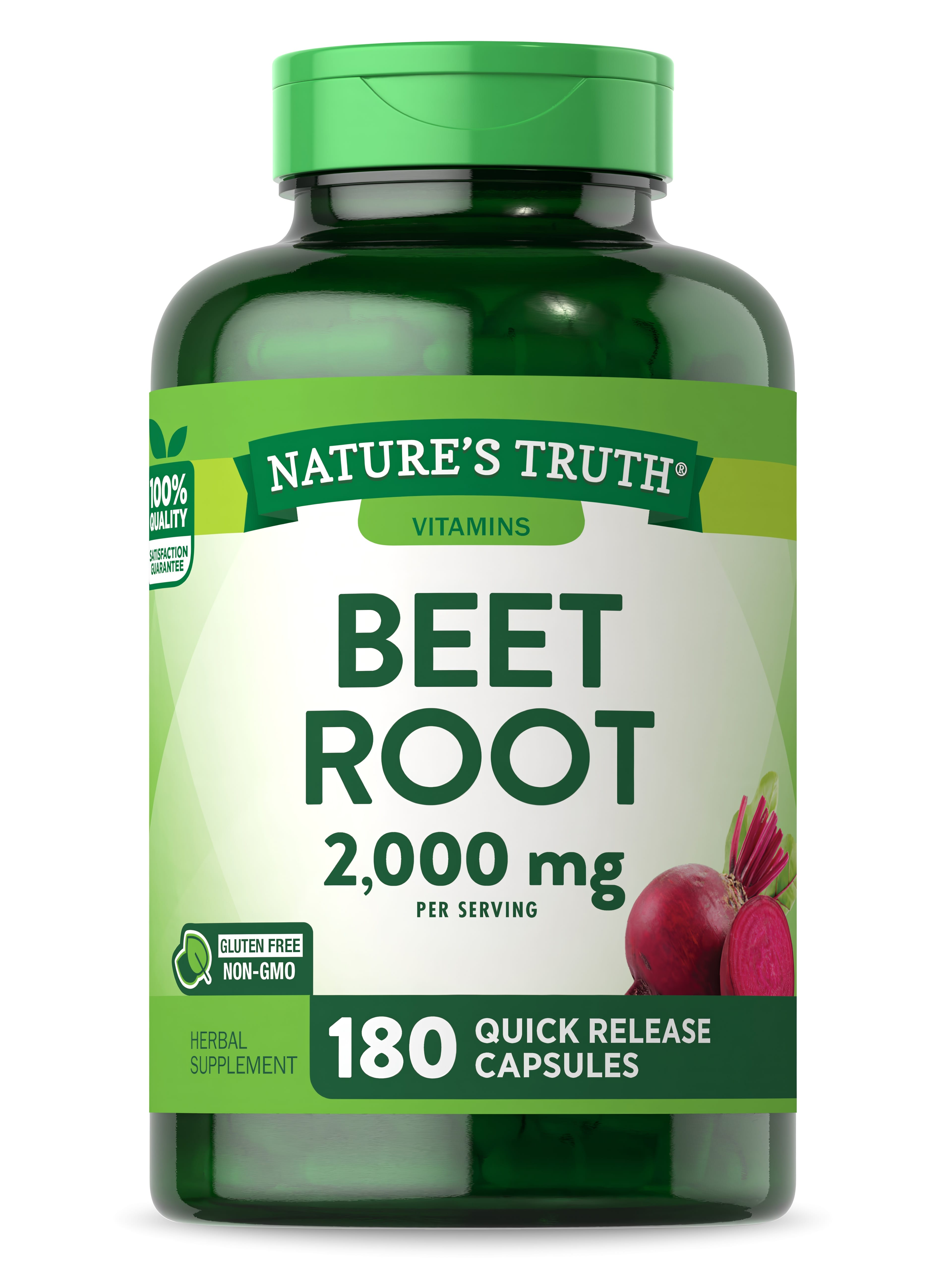 Beet Root 2,000 mg per serving, 180 Quick Release Capsules. Herbal supplement, gluten-free, non-GMO.
