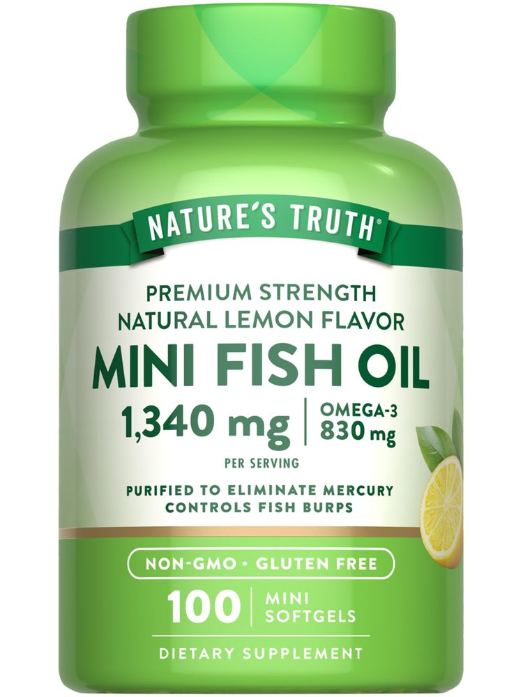Óleo de Peixe Mini Omega 3 1340 mg | Sabor Limão