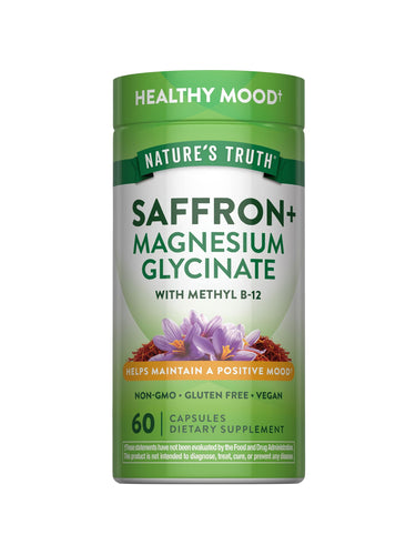 Nature's Truth Saffron Extract Capsules | With Magnesium Glycinate and Vitamin B-12 | 60 Count | Vegan, Non-GMO & Gluten Free Supplement
