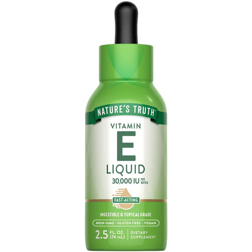 Nature's Truth Vitamin E Liquid, 30,000 IU per bottle, 2.5 fl. oz. (74 mL).