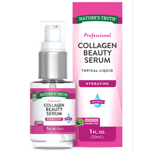 NATURE'S TRUTH Professional COLLAGEN BEAUTY SERUM TOPICAL LIQUID 1 FL. OZ. (30mL), HYDRATING, UNSCENTED, GLUTEN FREE, PARABEN FREE