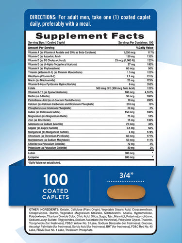 Multivitamin For Men 50 Plus | 100 Coated Caplets