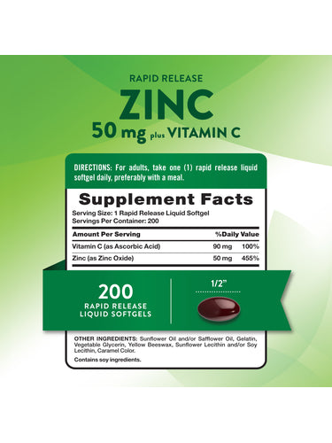 Zinc 50mg Supplement | with Vitamin C
