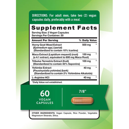 A single 7/8 inch long vegan capsule is shown on a scale held in hand for measurement.