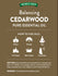 Balancing Cedarwood Pure Essential Oil infographic showing uses: Diffuser, Massage, Yoga, DIY Projects, Bath/Shower, Aroma Spray.