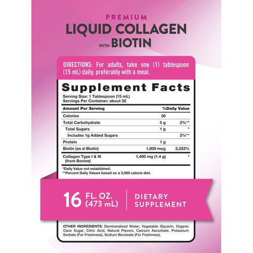 Label of NT Collagen Liquid showing 16 fl oz (473 mL).