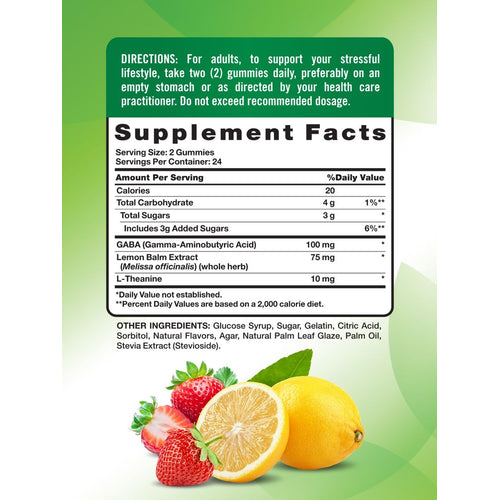 The Supplement Facts panel for NT Stress Support containing 48 gummies.