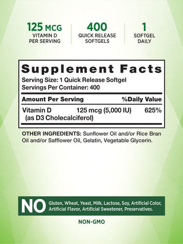 Vitamin D3 5000 IU Softgels | 400 Count