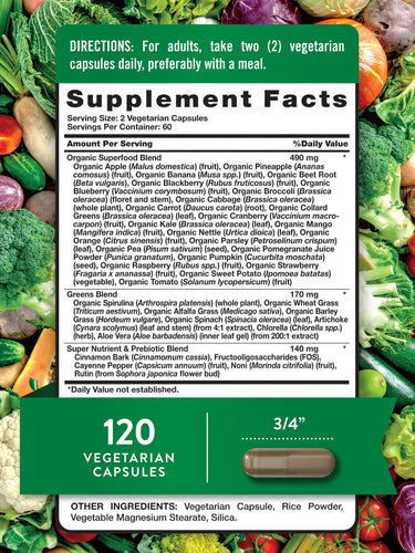 Fruit and Veggies Supplement | 120 Vegetarian Capsules