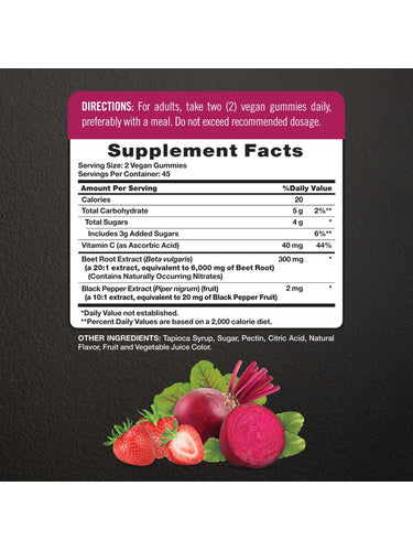 Nitric Oxide Rote-Bete-Gummis | 90 Stück