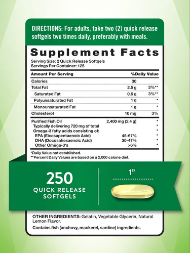Fish Oil 2400 mg | Lemon Flavor
