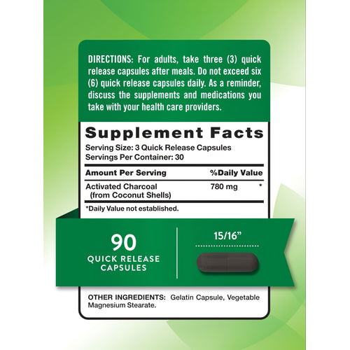 A single black capsule, measuring 15/16 inches, is displayed on a hand scale.