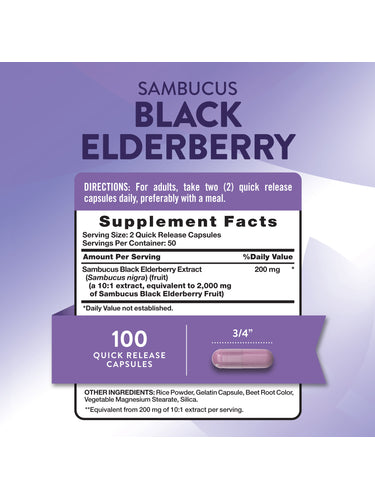 Black Elderberry Capsules | 100 Count