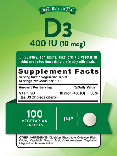 Vitamin D3 400 IU (10 mcg)