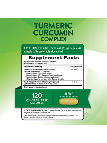 Complejo de Cúrcuma Curcumina 500 mg con Pimienta Negra
