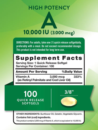 Vitamine A 10 000 UI (3 000 mcg)