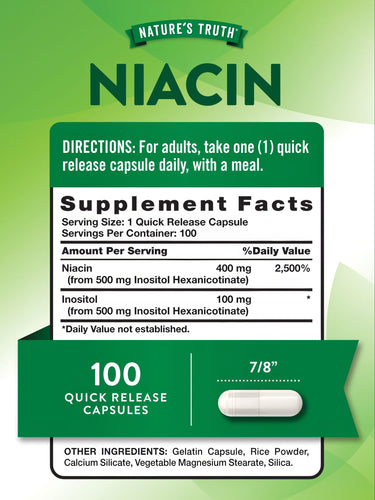 Niacina 500 mg | Sin Enrojecimiento