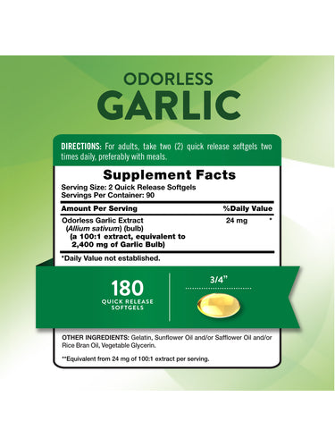 Odorless Garlic Softgels | 180 Count