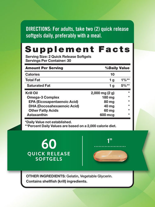 Nature’s Truth Antarctic Krill Oil 2000 mg, 60 Softgels 2