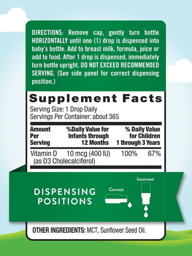 Vitamin D3 Baby Liquid Drops 400 IU (10 mcg)