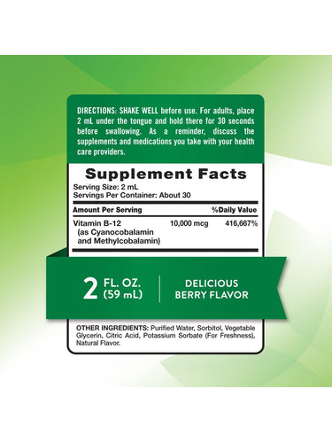 Vitamina B-12 Sublingual 10.000 mcg Líquido