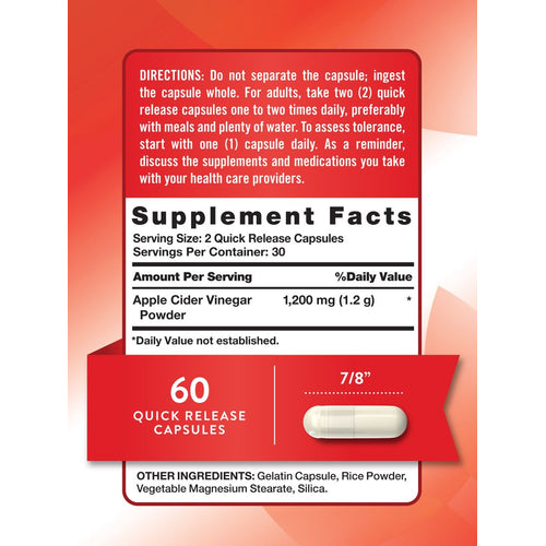Quick release capsule, 7/8 inches long, text reads '60 QUICK RELEASE CAPSULES', on bulk scale described as hand scale.