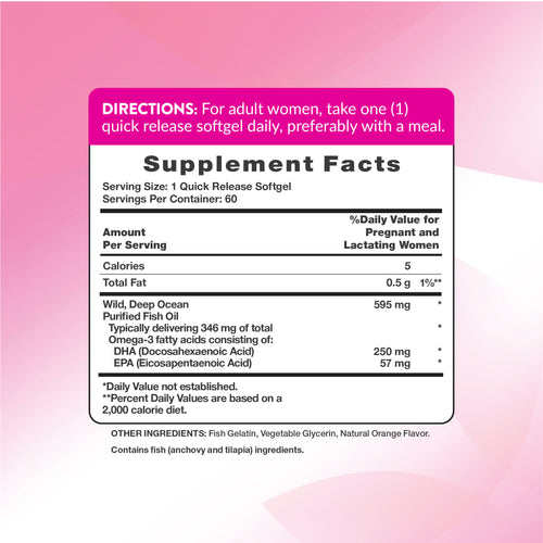 Supplement Facts panel for NT Prenatal DHA containing 60 softgels.