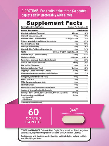 Hair Skin and Nails Vitamins with Biotin, Collagen