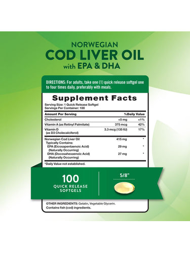 Aceite de Hígado de Bacalao Noruego con EPA, DHA