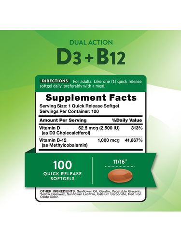 Vitamin D3 2,5000 IU & B12 1,000 MCG