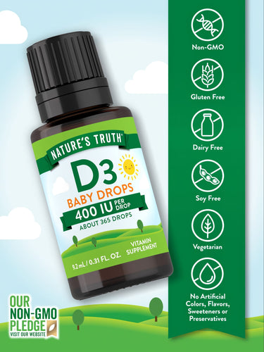 Gotas Líquidas de Vitamina D3 para Bebés 400 UI (10 mcg)