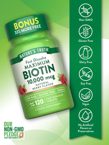 Biotina 10,000 mcg | Máxima Potencia