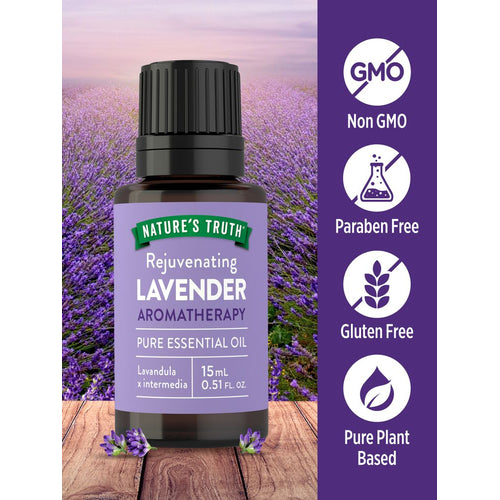 A 15 mL (0.51 FL. OZ.) bottle of Lavender Essential Oil.