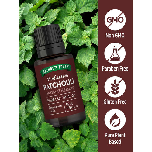 Nature's Truth Meditative Patchouli Aromatherapy Pure Essential Oil bottle, 15 mL (0.51 FL. OZ.).