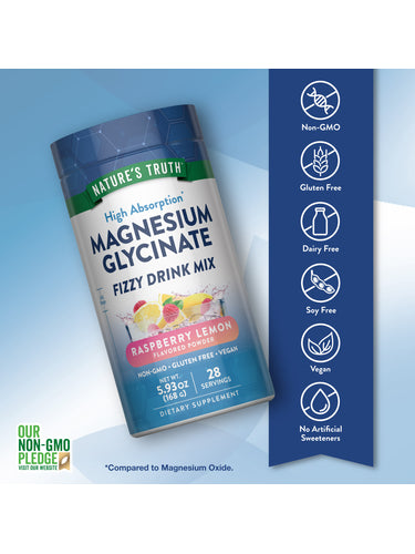 Magnesium Glycinate Drink Mix | Raspberry Lemon Flavor