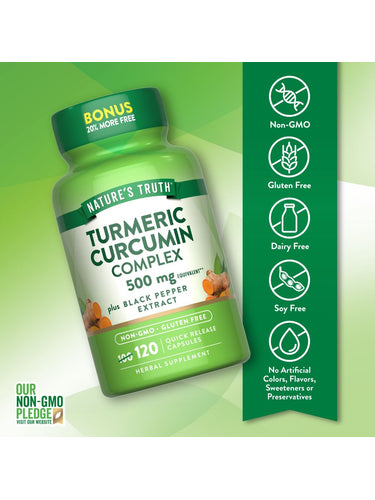 Complejo de Cúrcuma Curcumina 500 mg con Pimienta Negra