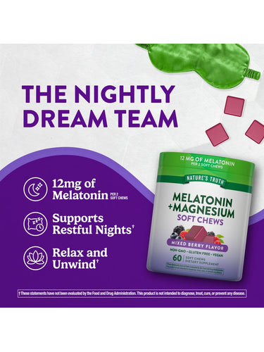 Melatonin with Magnesium Soft Chews | 60 Count