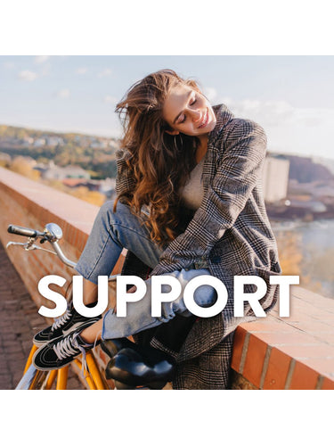 Graphic highlighting product support features.
