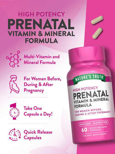 Prenatal Vitamins with Folic Acid | 60 Capsules