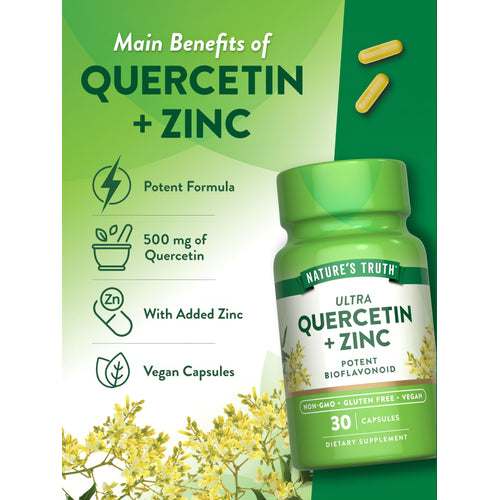 View 5 Two yellow vegan capsules, each containing 500 mg of Quercetin, lie beside a hand scale showing accurate weight measurement.
