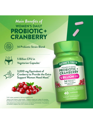 Probiotics for Women with Cranberry | 5 Billion CFU